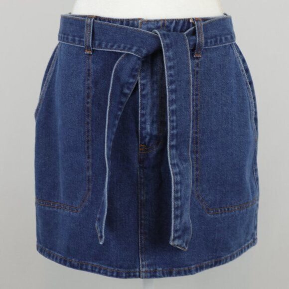 Billabong Women's Size 30 Blue Cotton Denim Belted Mini Skirt - Picture 3 of 11